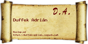 Duffek Adrián névjegykártya